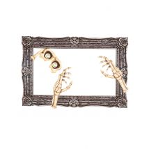 Schauriger Bilderrahmen Halloween Foto-Prop grau-beige 60x39cm - Thema: Halloween - Silber/Grau