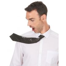 Pailletten-Krawatte Disco-Accessoire schwarz - Thema: Fasching und Karneval - Schwarz