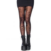 Totenkopf Strumpfhose Gothic schwarz - Thema: Halloween