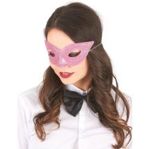 Venezianische Augenmaske Glitzer rosa