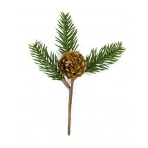 Lärchen-Zweig mit Zapfen Weihnachts-Tischdeko braun-grün 15 cm - Thema: Weihnachten und Winter - Grün