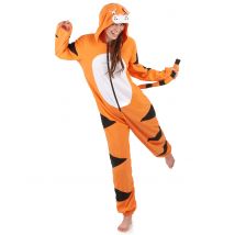 Tiger Onesie Damenkostüm Overall orange-schwarz - Thema: Fasching und Karneval - Orange