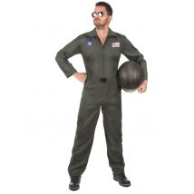 Amerikanischer Pilot Kostüm für Herren khaki - Thema: Fasching und Karneval - Grün - Größe L