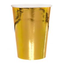 10 Trinkbecher golmetallicfarben 250 ml - Thema: Fasching und Karneval - Gelb/Blond