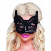 Katzen Maske Halbmaske für Damen schwarz - Thema: Fasching und Karneval - Schwarz