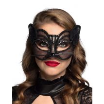 Katzen Maske Halbmaske für Damen schwarz - Thema: Fasching und Karneval - Schwarz