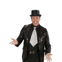 Pailletten-Krawatte Partykrawatte silber - Thema: Fasching und Karneval - Silber/Grau