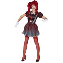 Horror Puppe Damen-Kostüm rot-schwarz-weiss - Thema: Halloween - Größe M