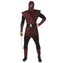 Traditionelles Ninja Herrenkostüm schwarz-rot - Thema: Fasching und Karneval - Schwarz - Größe L