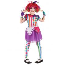 Süsses Harlekin Mädchenkostüm bunt - Thema: Fasching und Karneval - Größe 92/104 (3-4 Jahre)