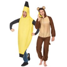 Affe und Banane-Paarkostüm für Erwachsene Karneval braun-gelb - Thema: Fasching und Karneval - Gelb/Blond