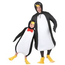 Pinguinkostüm für Eltern und Kind unisex schwarz-weiss-gelb - Thema: Fasching und Karneval - Weiß