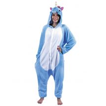 Süsses Einhorn Kostüm für Damen Einteiler blau - Thema: Fasching und Karneval - Weiß
