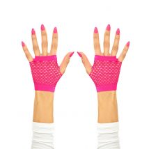 80er-Jahre Netzhandschuhe fingerlos neonpink - Thema: Fasching und Karneval - Leuchtend/Neon