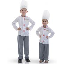 Französischer Chefkoch-Kinderkostüm Küchenchef weiss-grau - Thema: Fasching und Karneval - Größe 128/140 (8-10 Jahre)