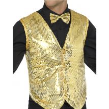 Disco Pailletten-Weste gold - Thema: Fasching und Karneval - Gold - Größe S