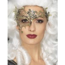 Metallische Damenaugenmaske - Thema: Fasching und Karneval - Gelb/Blond