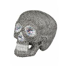 Totenschädel mit Schmucksteinen Halloween-Partydeko silber 19 x 15cm - Thema: Halloween - Silber/Grau