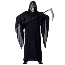 Skelett-Sensenmann Halloween-Kostüm schwarz-weiss - Thema: Mottoparty - Schwarz - Größe XL