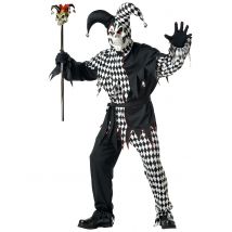 Böser Clown-Kostüm für Herren Harlekin Halloween-Kostüm schwarz-weiss - Thema: Fasching und Karneval - Schwarz - Größe XL