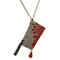 Kreepsville Gothic Halskette Hackbeil silber-rot - Thema: Halloween - Silber/Grau