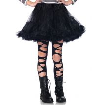 Punk Kinder-Strumpfhosen Löcher schwarz - Thema: Mottoparty - Schwarz - Größe 122/128 (7-10 Jahre)