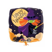 Süsse Hexe Folien-Luftballon Halloween Party-Deko schwarz-bunt 46x46cm - Thema: Halloween - Bunt