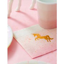Papierservietten Einhorn 16 Stück pink-minze-gold 25x25cm