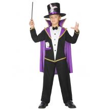 Zauberer-Kostüm für Kinder schwarz-violett - Thema: Fasching und Karneval - Schwarz - Größe 134/146 (7-9 Jahre)