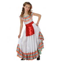 Mexikanerin-Kostüm für Mädchen weiß-bunt - Thema: Fasching und Karneval - Weiß - Größe 134/146 (7-9 Jahre)
