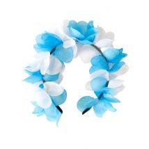 Bayrischer Blumen-Haarreif Kopfbedeckung blau-weiss - Thema: Fasching und Karneval - Weiß