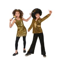 70er-Jahre-Paarkostüm für Kinder Disco Karneval schwarz-gold - Thema: Fasching und Karneval - Schwarz