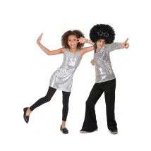 Disco-Paarkostüm für Kinder silber-schwarz - Thema: Fasching und Karneval - Silber/Grau