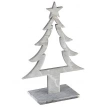 Weihnachtsbaumdekoration aus Holz grau - Thema: Weihnachten und Winter - Silber/Grau