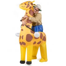 Aufblasbare Giraffe Carry-Me-Kostüm gelb-braun-blau - Thema: Mottoparty - Gelb/Blond