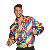 Regenbogen Disco-Shirt für Erwachsene - Thema: Fasching und Karneval - Bunt - Größe L (52/54)