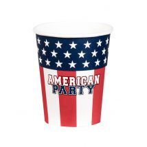 USA Pappbecher Tischdeko 10 Stück blau-rot-weiss 210 ml - Thema: Mottoparty - Blau