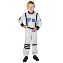 Astronauten-Kinderkostüm Raumfahrerkostüm weiss-schwarz - Thema: Fasching und Karneval - Weiß - Größe 134/140 (10-12 Jahre)