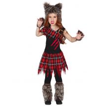 Werwolf-Kostüm für Kinder schwarz-rot-grau - Thema: Halloween - Größe 122/134 (7-9 Jahre)
