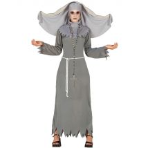 Besessene Nonne Halloweenkostüm grau - Thema: Fasching und Karneval - Silber/Grau - Größe M (38-40)