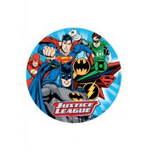 Justice League Tortenaufleger für Kindergeburtstage bunt 20cm - Thema: Fasching und Karneval