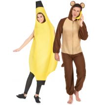 Affe und Banane Paarkostüm für Erwachsene - Thema: Fasching und Karneval - Gelb/Blond
