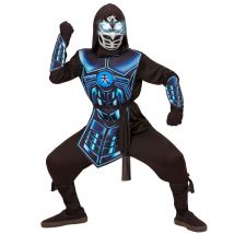 Ninja-Kostüm für Kinder mit Leuchtaugen und Sound schwarz-blau - Thema: Fasching und Karneval - Blau - Größe 140 (8-10 Jahre)