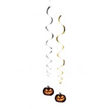 2 Hängegirlanden Kürbis Halloween-Dekoration silber-gold 85cm - Thema: Halloween - Schwarz