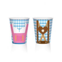 8 Getränkebecher aus Pappe Oktoberfest blau-weiß 250ml - Thema: Fasching und Karneval - Braun