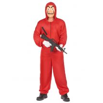 Bankräuber-Kostüm mit Kapuze rot - Thema: Fasching und Karneval - Größe S / M (160-175 cm)