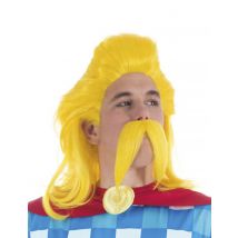 Troubadix-Peruecke und Schnurrbart Lizenzartikel gelb - Thema: Fasching und Karneval - Gelb/Blond