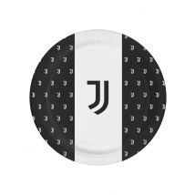 Juventus-Papierteller Tischdeko 8 Stück schwarz-weiss 23cm - Thema: Mottoparty - Weiß