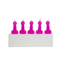 längliche Formkerzen JGA-Accessoire 5 Stück 4,5x2,5cm pink - Thema: Junggesellenabschied - Rosa/Pink