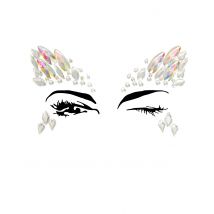 Strass-Steine Gesichtsschmuck für Erwachsene Make-up bunt - Thema: Fasching und Karneval - Silber/Grau